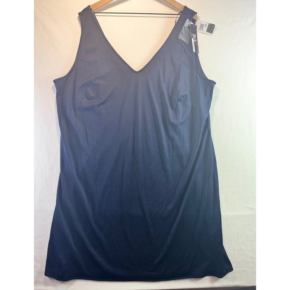 B&A Sleeveless V-Neck Top Size 20W Navy Blue Polyester Solid Style B227W NWT